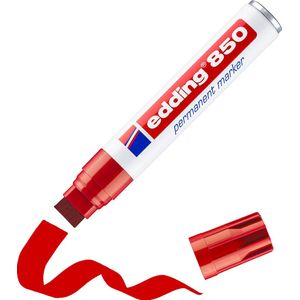 edding 850 permanent marker - rood - 5-16mm - sneldrogende permanent marker - water- en wrijfvast - voor karton, kunststof, hout, metaal - universele marker - dikke alcoholstift