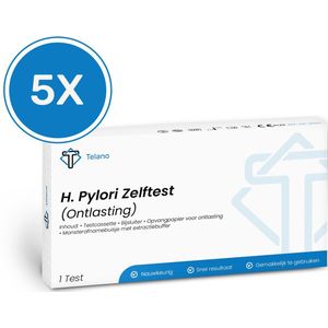 5 stuks H. Pylori Test voor Maagbacterie - Betrouwbare Thuistest voor Snel Resultaat - Telano Helicobacter Pylori test