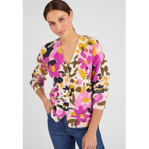 Damart - Vest geribd breisel met bloemenprint - Wit - S