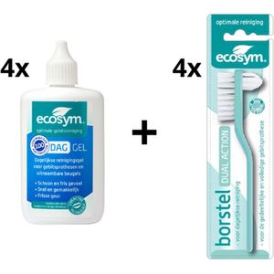 Ecosym Dagbehandeling Voordeelverpakking - 4x Gel 100ml + 4x Gebitsborstel