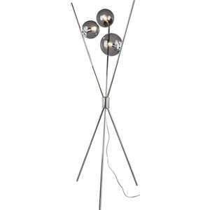 LED Vloerlamp - Trion Lancia - E14 Fitting - 3-lichts - Rond - Mat Chroom - Aluminium