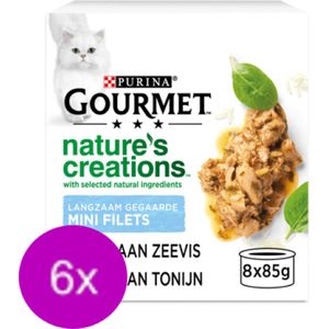 6x Gourmet Nature's Creations - Zeevis in Blik Multipack - Kattenvoer - 8x85g