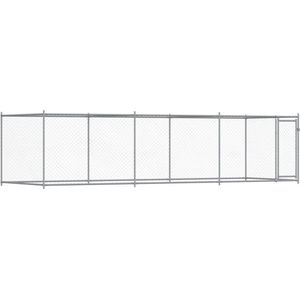 vidaXL-Hondenhok-met-deur-6x2x1,5-m-gegalvaniseerd-staal-grijs