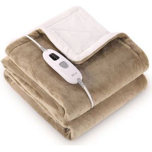 Elektrisch verwarmde deken met 4 warmtestanden en automatische uitschakeling - Dubbelzijdig flanel 180 x 130 cm