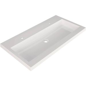 Saqu Straight Wastafel 2 kraangaten 100,5x51,5x4 cm Glans Wit