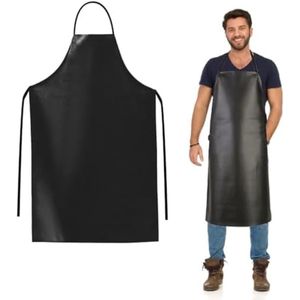 Waterdichte Werkschort - met Verstelbare Banden - Zwarte schort - Unisex - Leer