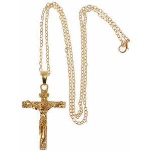 Fako Bijoux - Ketting Met Kruis - 31x47mm - Goudkleurig