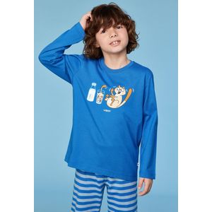 Woody Jongens-Heren pyjama donkerblauw - maat 074/9M
