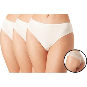 Damesslip met kant - Bamboe ondergoed - 3 stuks - Champagne