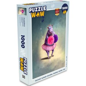 Puzzel Nijlpaard - Bloemen - Ballerina - Pompons - Portret - Kids - Legpuzzel - Puzzel 1000 stukjes volwassenen