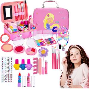 MKSS® Make up Koffer Meisjes - Kinder Speelkoffer met Inhoud - Make upset voor Kinderen - Roze Koffer met Zeemeermin - Voor jouw Prinsesje