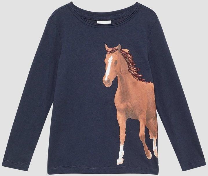 T-shirt - Lange Mouwen - Paardenprint - Zacht - Losse Pasvorm