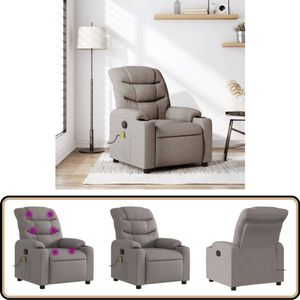 vidaXL Massagestoel Verstelbaar - Stof - Taupe Massagestoel - Lounge Stoel - Relaxstoel - Ergonomische Stoel - Elektrische Massage