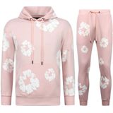 Dik Geweven Heren Trainingspak met Bloemenprint all Over Print - Bloemenpak Heren - Twinset - 5991 - Roze