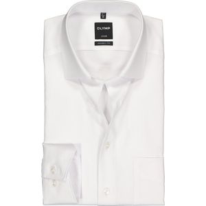 OLYMP Luxor modern fit overhemd - mouwlengte 7 - wit twill - Strijkvrij - Boordmaat: 37