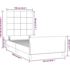 vidaXL Bedframe met hoofdeinde fluweel donkergrijs 100x200 cm