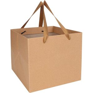 Kraftpapier geschenkzakjes - gastgeschenken en cadeautjes - 10 stuks papieren zakken voor verjaardagstaart, pizza en meer met handvat