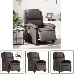 The Living Store Massagestoel elektrisch verstelbaar echt leer donkerbruin - Elektrische Massagestoel - Lederen Massagestoel - Massagefauteuil - Relaxfauteuil - Ergonomische Stoel