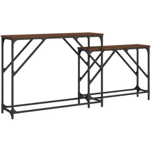 vidaXL 2-delige Tafeltjesset bewerkt hout bruin eikenkleur - Nesttafel - Nesttafels - Bijzettafel - Banktafel