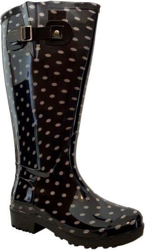 Regenlaars Wide Wellies Polka Dots Zwart Kuitmaat XL-Schoenmaat 40