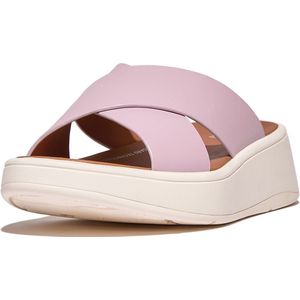 FitFlop F-Mode Leather Flatform Cross Slides PAARS - Maat 41