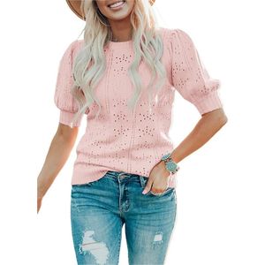 Elegante Dames Trui met Korte Mouwen en Pofmouwen