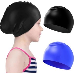 Swimming Cap - Waterproof - 2 Pieces - Silicone - Unisex - Comfortable - Lightweight - Stretchy - Non-Slip - Voor Kinderen - Meisjes - Jongens - Volwassenen