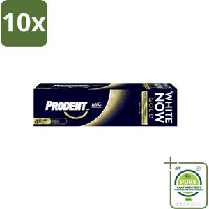 10 x Prodent – Tandpasta – White Now Gold – 75 ml - Grootverpakking - Witte Tanden - Directe Whitening - Tandpasta Met Fluoride - Glanzende Glimlach - Blauw-saffierpigmenten