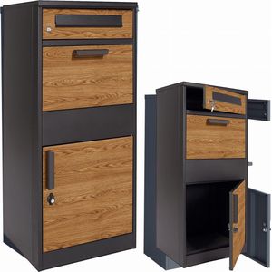 Viking Choice - Pakketbrievenbus - Antraciet Houtlook - Staal - 50x38x112 cm