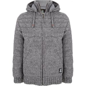 Gebreid Wollen Heren/Uni Vest van Schapenwol met Polyester Fleece voering en afneembare capuchon - SHAKALOHA - M Chuck Ziphood Grey XXL