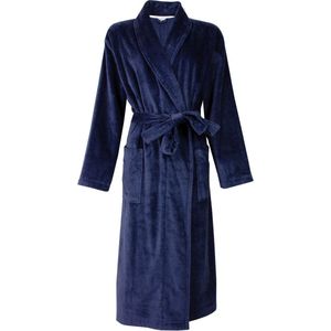 Irresistible Dames Badjas - 100% Katoen - Sjaalkraag - Blauw - Maat L