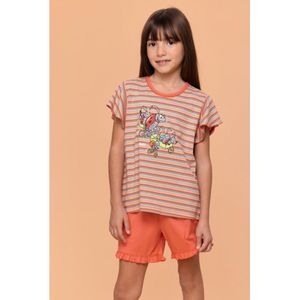 Woody pyjama meisjes/dames - multicolor gestreept - lieveheersbeestje - 251-10-PSG-S/904 - maat 176