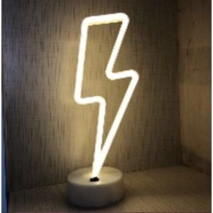 Groenovatie LED Neon Tafellamp ""Bliksem"" - Op Batterijen en USB - 12x10x32cm - Koel Wit