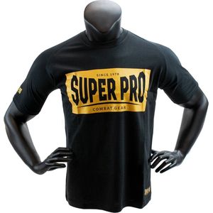Super Pro T-Shirt S.P. Block-Logo Zwart/Goud Large