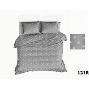 Kinderbeddengoed 110x140 Grijs Hartjes Wit Katoen