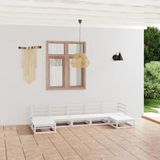 The Living Store Loungeset - Grenenhout - Wit - 70 x 70 x 67 cm - Modulair