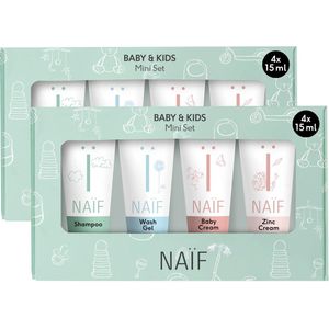 Naïf - Baby Verzorging Miniset Voordeelset - 2 keer 4x15ml - Baby's & Kinderen - met Natuurlijke Ingrediënten - Cadeauverpakking