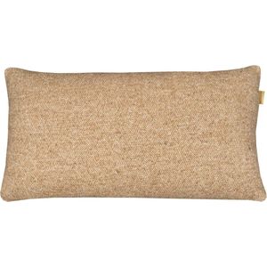 Camel beige double faced recycled wool rectangle cushion