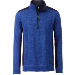 James and Nicholson Heren Gebreide werkkleding Fleece Half-Zip (Royal Blue Melange/Navy)