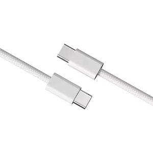 USB-C naar USB-C Kabel 1M - Snelladen 60W Power Delivery - Nylon Gevlochten - Wit - Voor MacBook, Samsung, iPhone, Laptop & Smartphone