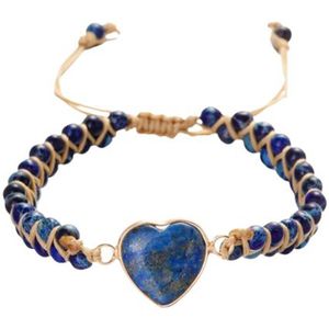 Marama - verstelbare armband Heart Blue - natuursteen - vegan - damesarmband