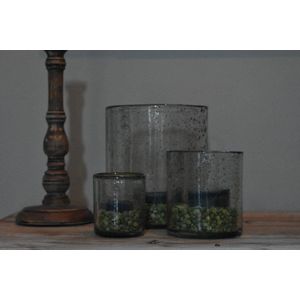 By Mooss - Glazen Windlicht Stone Ø 19 cm x 23 cm Hoog - Groot windlicht glas - Vaas.