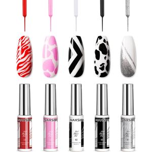 NAXSIR 5 Vibrante Kleuren Nail Line Drawing Gel Set | 5x8ml | Met Precisie Tekenpen | Professionele Kwaliteit | Ideaal voor DIY Nail Art & Lijnontwerpen | Eenvoudig te Gebruiken
