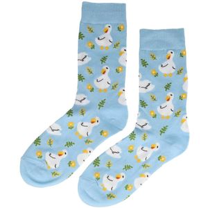 Sokken - Eenden Print - Blauw Wit - Katoenmix - Maat 36-43