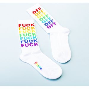 Fisura Sokken Fuck Off Heren Katoen Wit Maat 41-45