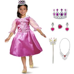 Allerion Prinsessenjurk Meisje Roze  – Verkleedkleren voor Kinderen – Roze Prinsessen Jurk – Inclusief Accessoires – Maat 100 - 140cm / 3 tot 8 jaar