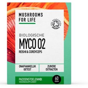Mushrooms4Life - Myco O2 - Paddenstoelen Poeder - Bio - 60 gram - Reishi en Cordyceps Sinensis