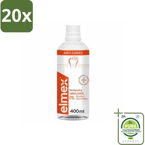 20 x Elmex – Mondspoeling – Anti-Cariës – 400 ml - Grootverpakking - Tandspoeling Tegen Gaatjes - Fluoride Mondspoeling - Anti-cariës Mondspoeling - Gebitsverzorging - Tandenborstel Aanvulling