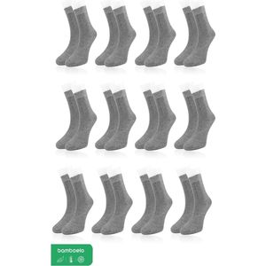 12 Paar Bamboesokken - Damesbamboesokken - Naadloze Sokken - Gezellige en Comfortabele Sokken - Damessokken - Grijs - 80% Bamboe - Maat 39/42