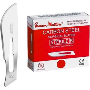 Swann Morton mesjes steriel 22 Swann Morton - RVS - Past op houder nummer 4 - Nummer 22